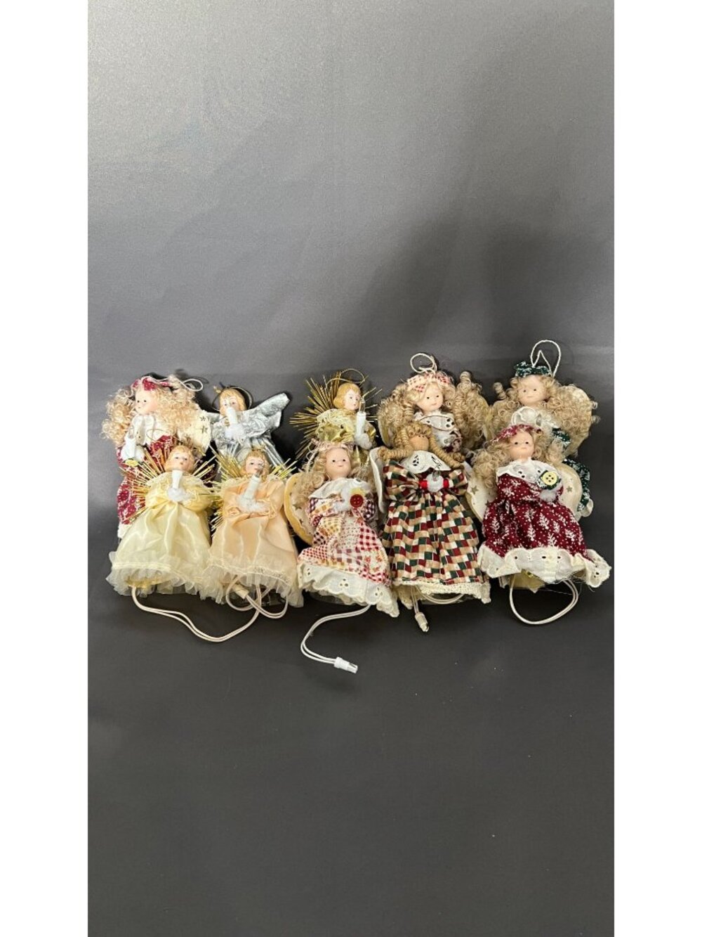 Set Of 10 Vintage Angel Christmas Tree Toppers Lights Ornaments - Works, Needs B - Picture 6 of 7